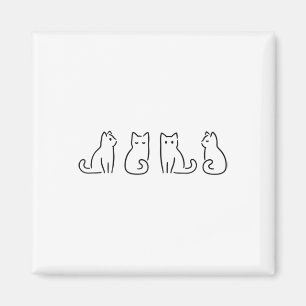 Cat Posen Cat Lover Minimalistisch Art Magnet