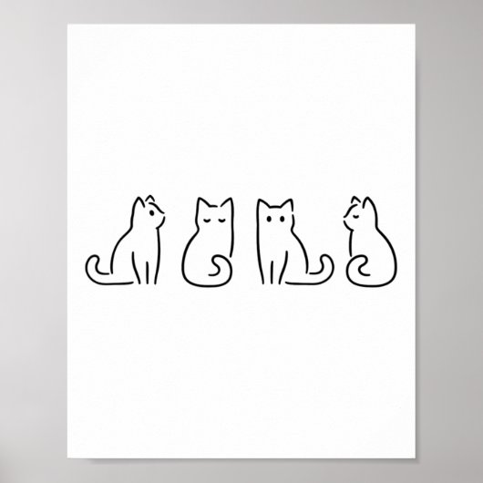 Cat Posen Cat Lover Minimalistisch Art Poster (Vorne)