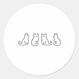 Cat Posen Cat Lover Minimalistisch Art Runder Aufkleber