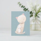 Cat Postcard Cat Mama & Baby Chic Cat Art Postkart Postkarte (Stehend Vorderseite)