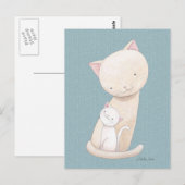 Cat Postcard Cat Mama & Baby Chic Cat Art Postkart Postkarte (Vorne/Hinten)