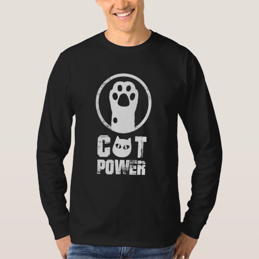Cat Power  Cute Cat Paw Retro T-Shirt (Vorderseite)