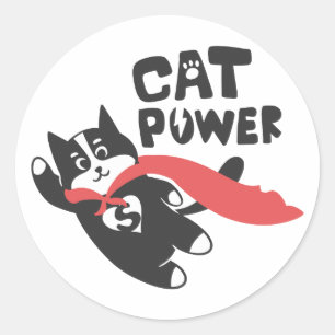 Cat Power - Hintergrundfarbe auswählen Runder Aufkleber