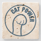 Cat Power Steinuntersetzer (Vorderseite)