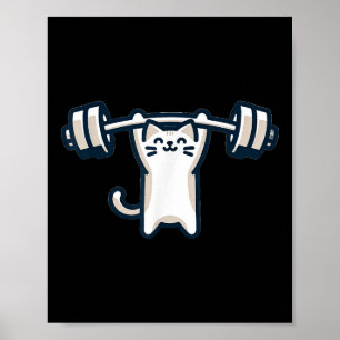 Cat Powerlift Weightlift Gym Workout Poster