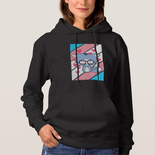 Cat Pride heart Transgender Flag LGBT Proud Ally P Hoodie (Vorderseite)