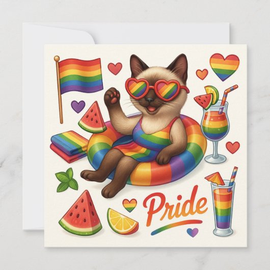 Cat Pride Paws Cat inspiriert Pride LGBTQ Einladung (Vorderseite)
