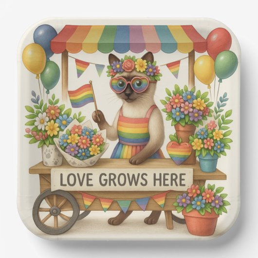 Cat Pride Paws Cat inspiriert Pride LGBTQ Pappteller (Vorderseite)