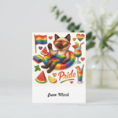 Cat Pride Paws Cat inspiriert Pride LGBTQ Postkarte (Stehend Vorderseite)