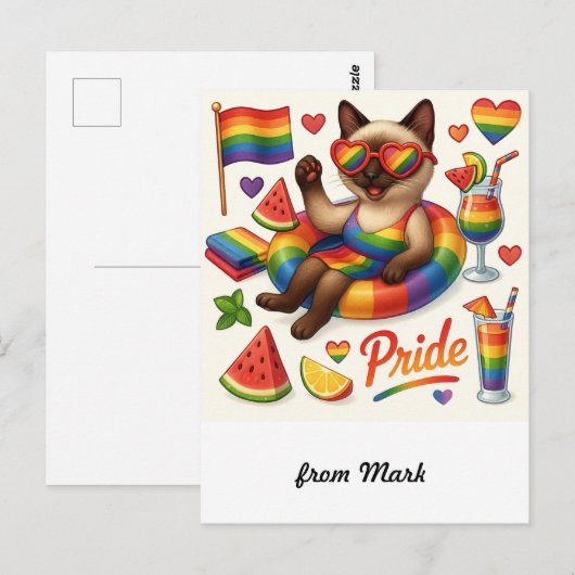 Cat Pride Paws Cat inspiriert Pride LGBTQ Postkarte (Vorne/Hinten)
