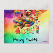 Cat Pride Paws Cat inspiriert Pride LGBTQ Postkarte (Rückseite)