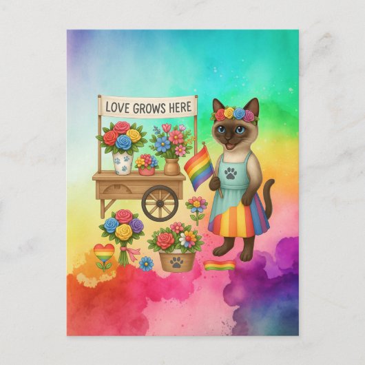 Cat Pride Paws Cat inspiriert Pride LGBTQ Postkarte (Vorderseite)