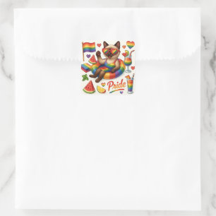 Cat Pride Paws Cat inspiriert Pride LGBTQ Quadratischer Aufkleber