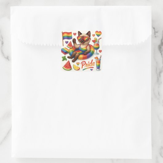 Cat Pride Paws Cat inspiriert Pride LGBTQ Quadratischer Aufkleber (Tasche)