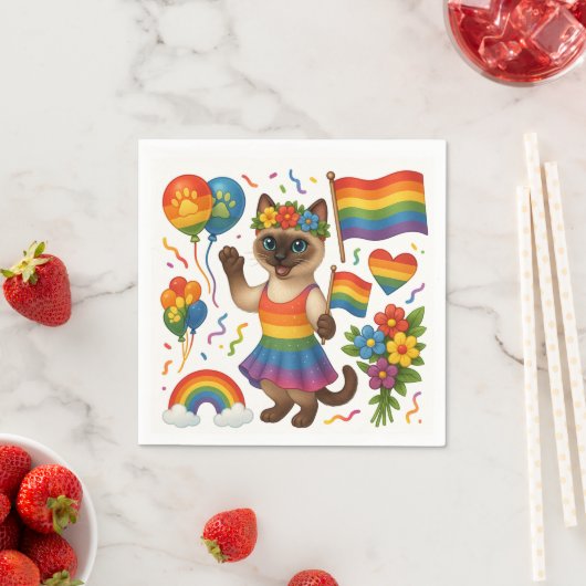 Cat Pride Paws Cat inspiriert Pride LGBTQ Serviette (Beispiel)