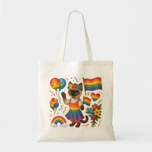 Cat Pride Paws Cat inspiriert Pride LGBTQ Tragetasche (Vorne)