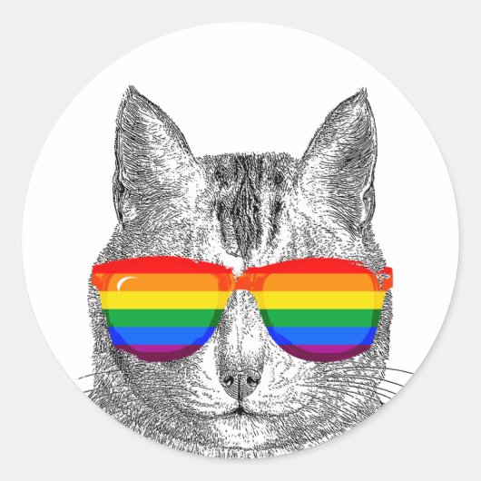 Cat Pride Sonnenbrille Runder Aufkleber (Vorderseite)