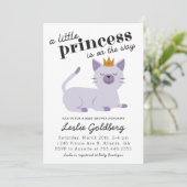 Cat Princess Baby Dusche Lila Einladung (Stehend Vorderseite)