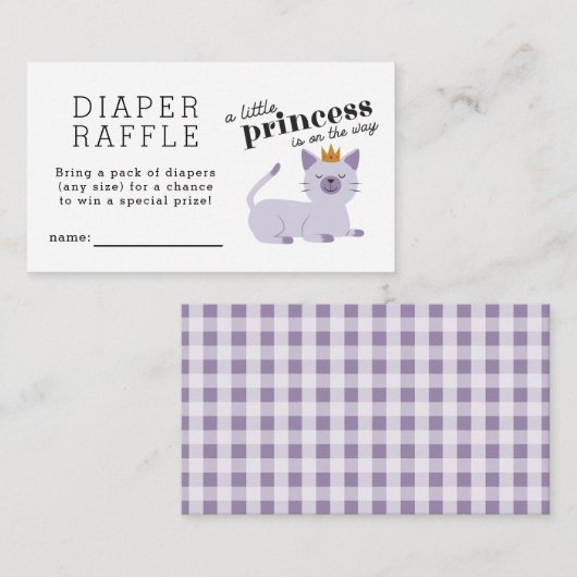 Cat Princess Diaper Raffel Ticket Begleitkarte (Vorne/Hinten)