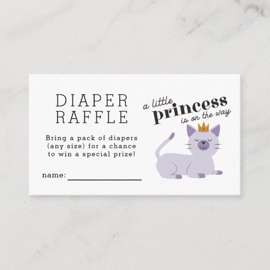 Cat Princess Diaper Raffel Ticket Begleitkarte (Vorderseite)