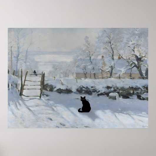 Cat Print Monet Sonnenuntergang auf der Seine Funn Poster (Vorne)