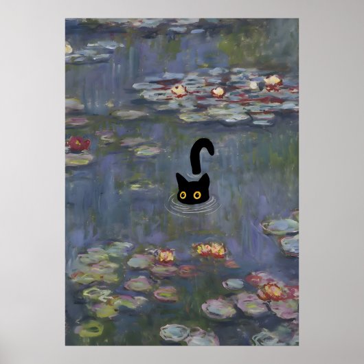 Cat Print Monet Water Lilies Poster (Vorne)