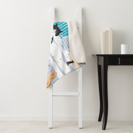 Cat Print Sherpa Blanket (Aqua) Sherpadecke (Beispiel)