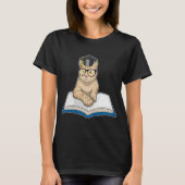 Cat Professor Book Glasses T-Shirt (Vorderseite)