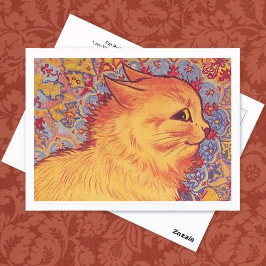 Cat Profile Illustration Louis Wain Postkarte