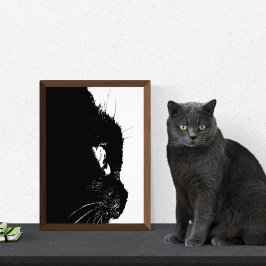 Cat Profile Silhouette Abstrakt, ungerahmt Fotodruck