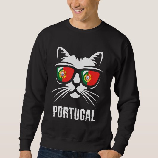 Cat Proud Portuguese Portugal Flag Sweatshirt (Vorderseite)