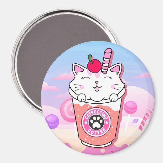 Cat Puccino Magnet (Vorderseite/Rückseite)