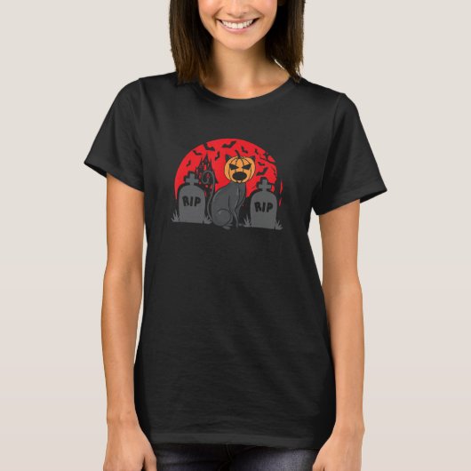 Cat Pumpkin Cat Eigentümer Kitten Pet Animal Black T-Shirt (Vorderseite)