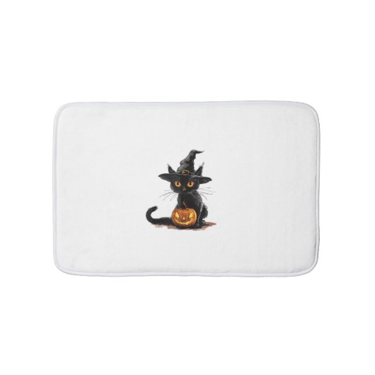 Cat Pumpkin Halloween Badematte (Vorderseite)