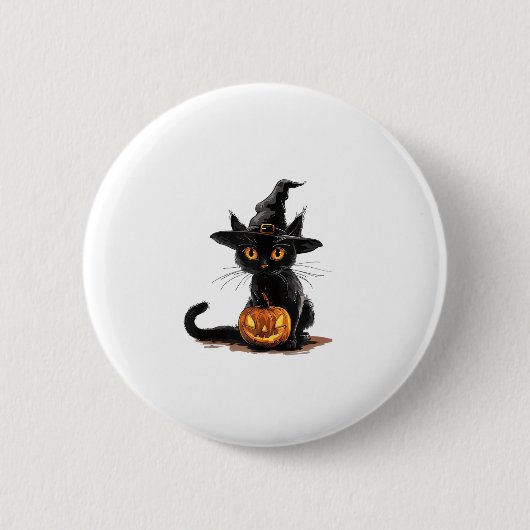 Cat Pumpkin Halloween Button (Vorderseite)