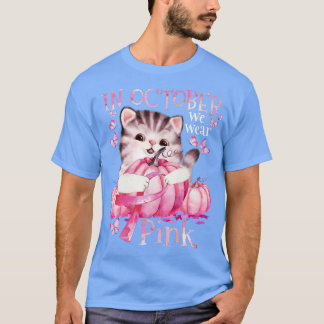 Cat Pumpkin Halloween Im Oktober tragen wir Pink B T-Shirt