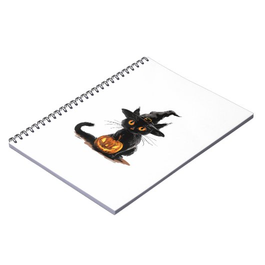 Cat Pumpkin Halloween Notizblock (Linke Seite)