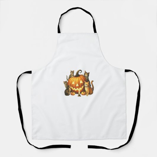 Cat Pumpkin Halloween Spooky Season Schürze (Vorderseite)