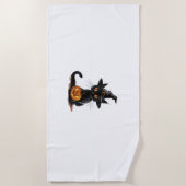 Cat Pumpkin Halloween Strandtuch (Vorderseite)