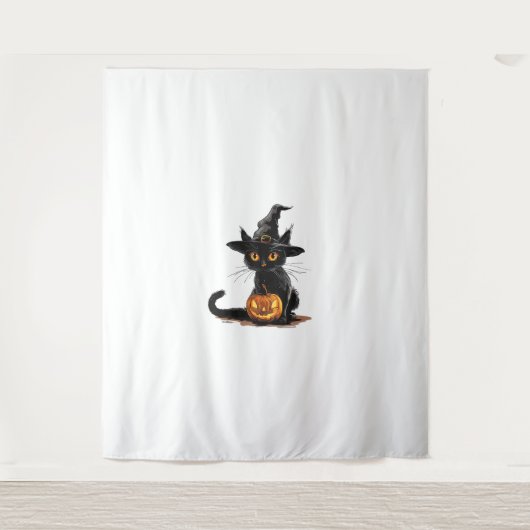 Cat Pumpkin Halloween Wandteppich (Vorderseite)
