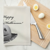 Cat & Pumpkin Happy Halloween Geschirrtuch (Viertel Falte)