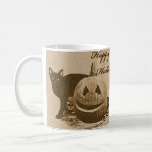 Cat & Pumpkin Happy Halloween Kaffeetasse