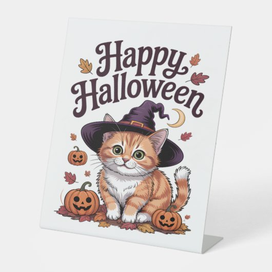 Cat Pumpkin Happy Halloween Sockelschild (Vorderseite)
