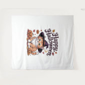 Cat Pumpkin Happy Halloween Wandteppich (Vorderseite (Horizontal))