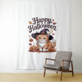 Cat Pumpkin Happy Halloween Wandteppich (Beispiel)