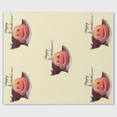 Cat & Pumpkin Happy Halloween Wrapping Paper Geschenkpapier (Flach)