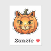 Cat Pumpkin Lantern Gesicht - Halloween Vinyl Stic Aufkleber (Blatt)