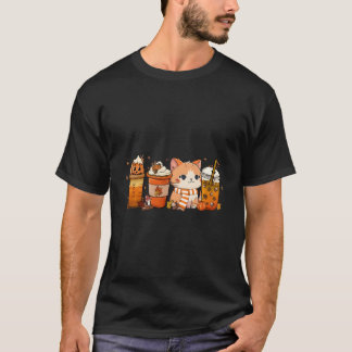 Cat Pumpkin Spice Coffee Latte Fall Autumn Season T-Shirt