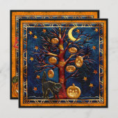 Cat & Pumpkins Halloween Jewels Party Invites Einladung (Vorne/Hinten)