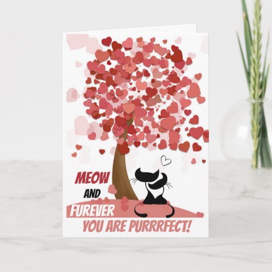 Cat pun Valentine's Silhouette Feiertagskarte (Vorderseite)